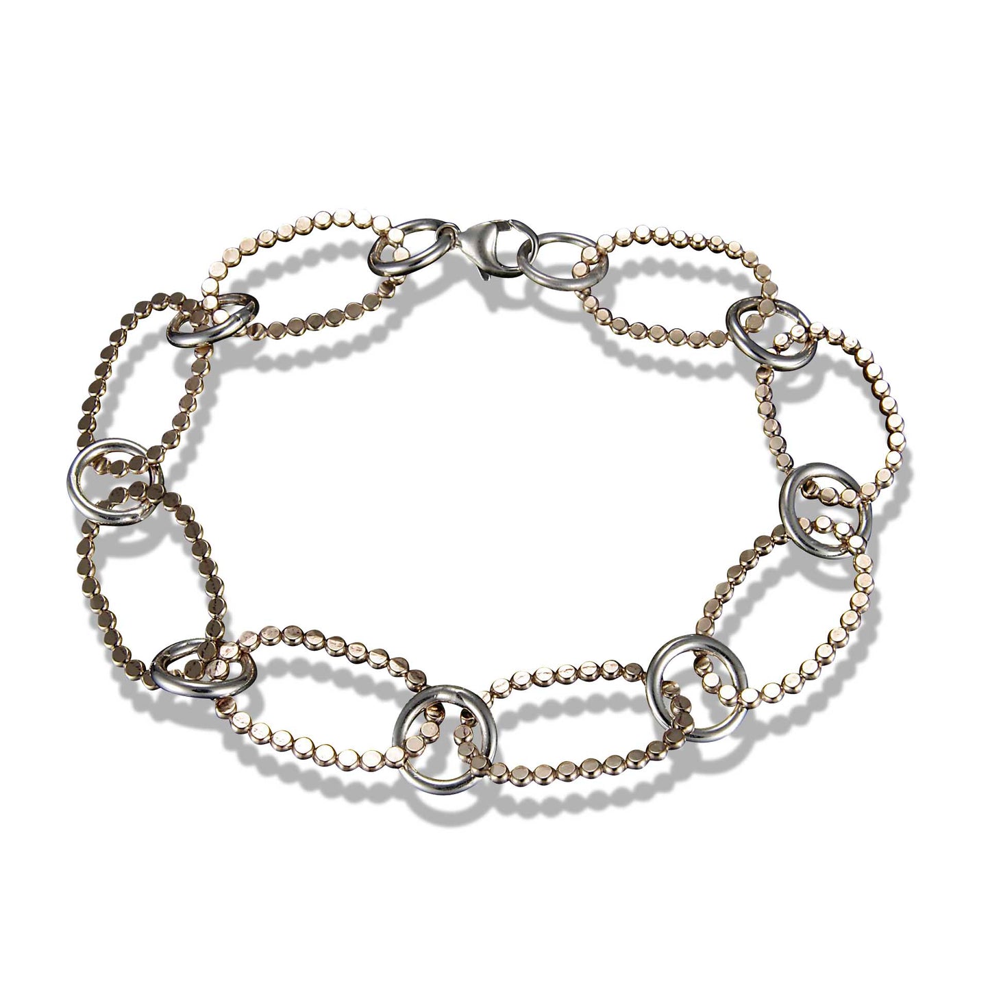 H61 - Mixed Metal Dotted Link Bracelet