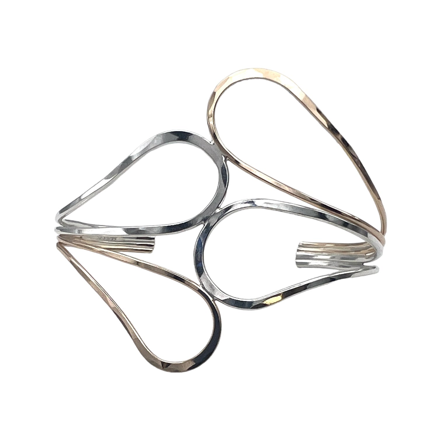 8076 - Double Mirrored Teardrop Cuff - Peter James