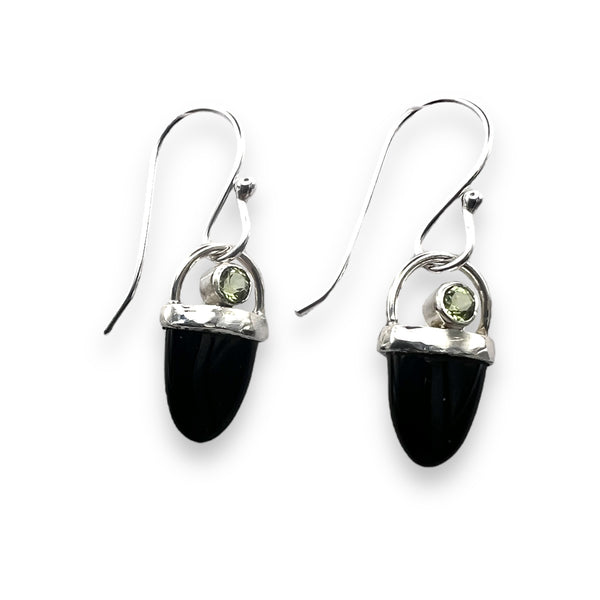 Black Onyx Peridot Earrings