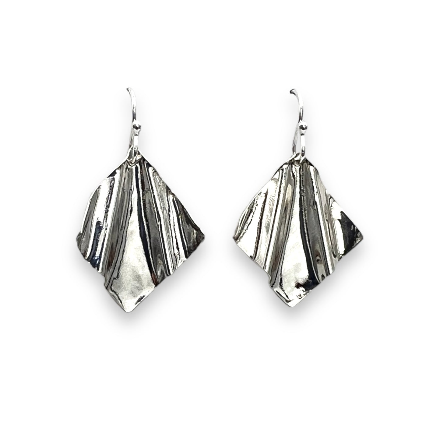 Wavy Sterling Silver Square Earrings