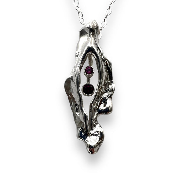 Sterling Silver Pendant with Rhodolite Garnets