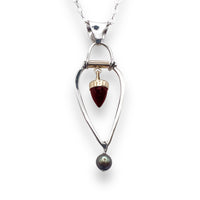 Teardrop with Bullet and Pearl Pendant